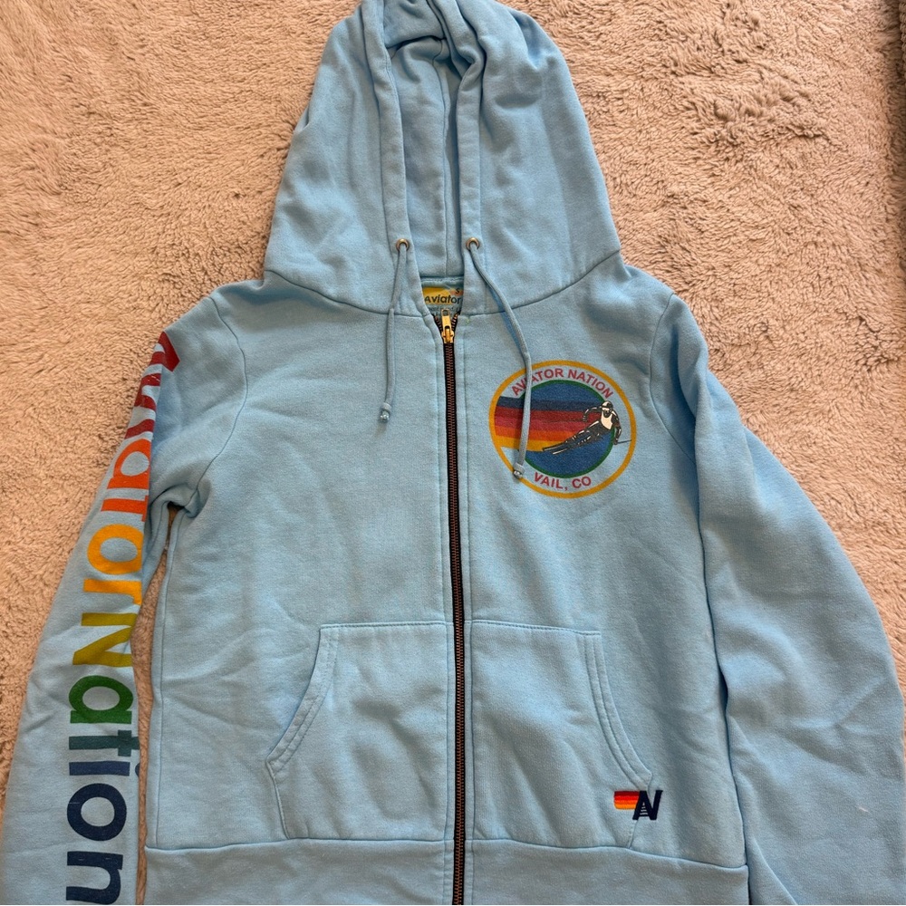 Aviator Nation Blue Zip Up Woman’s